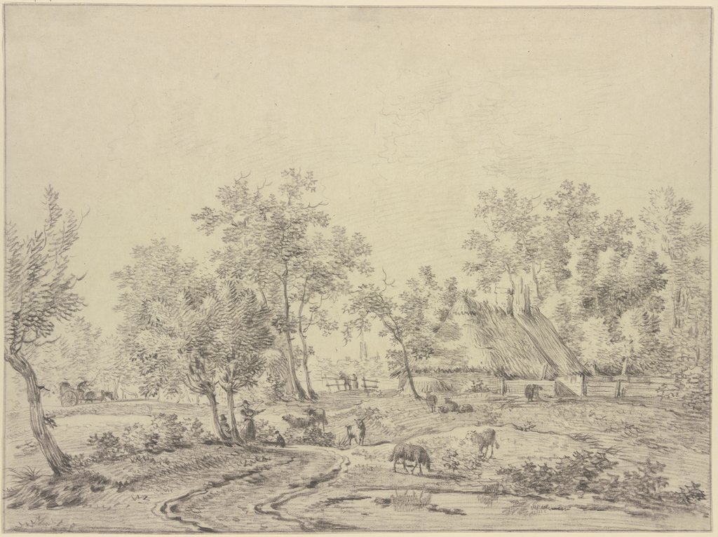 Landschaft mit Hirten und Schafen staffiert, Bartholomeus Pietersz. Barbiers