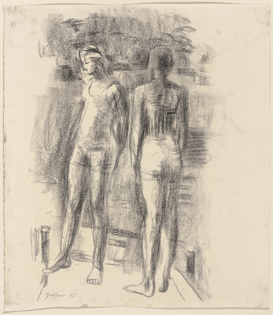 Two girls in swimming costumes, Wilhelm Gesser