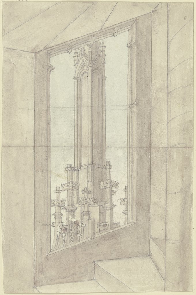 Turmtreppe mit der Aussicht auf die Fiale eines Strebepfeilers, Karl Ballenberger
