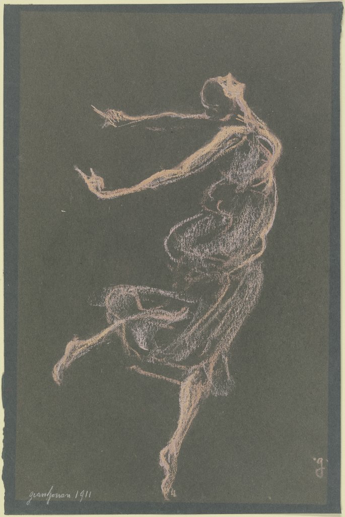 Tänzerin mit zurückgeworfenen Armen nach rechts, Jules Grandjouan