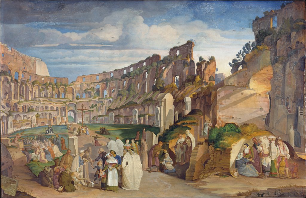 Capuchin Sermon at the Colosseum of Rome, Johann Anton Ramboux
