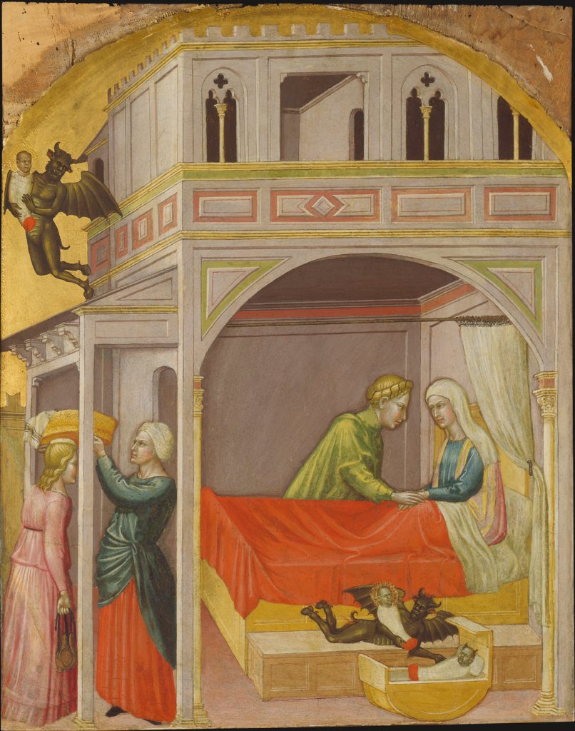 Vertauschung und Entführung des neugeborenen Heiligen, Martino di Bartolomeo