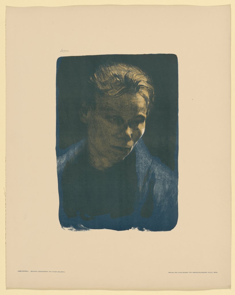 Half-Length Portrait of a Working-Class Woman with a Blue Shawl, Käthe Kollwitz