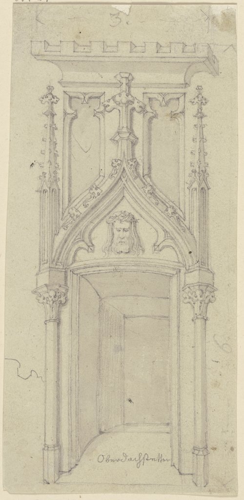 Gotisches Portal in Oberdachstetten (?) mit dem dornengkrönten Christus im Tympanon, Karl Ballenberger