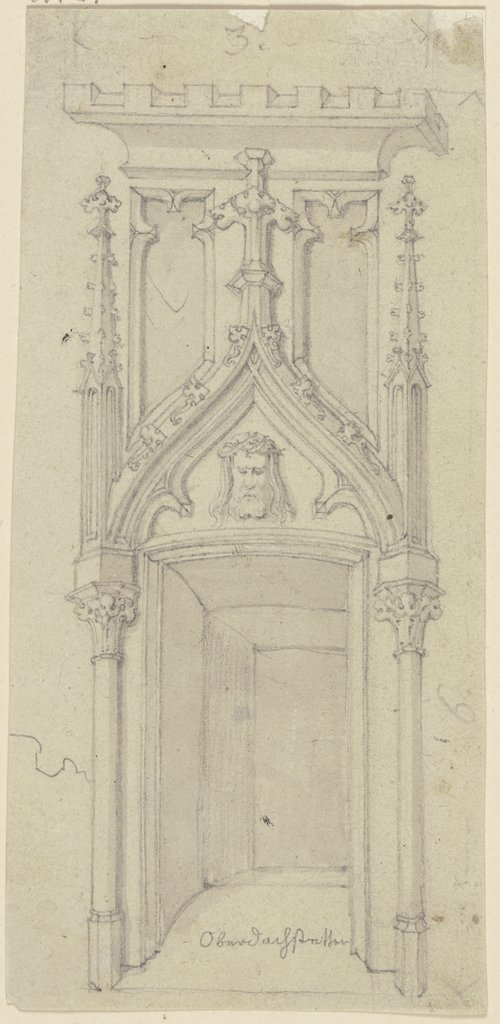 Gotisches Portal in Oberdachstetten (?) mit dem dornengkrönten Christus im Tympanon, Karl Ballenberger