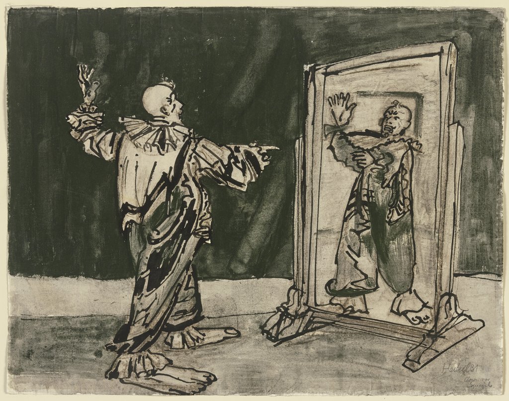Clown vor dem Spiegel, Erich Heckel
