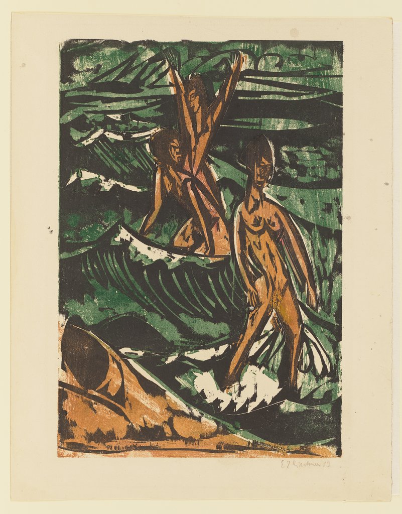 Drei Badende in den Wellen, Ernst Ludwig Kirchner