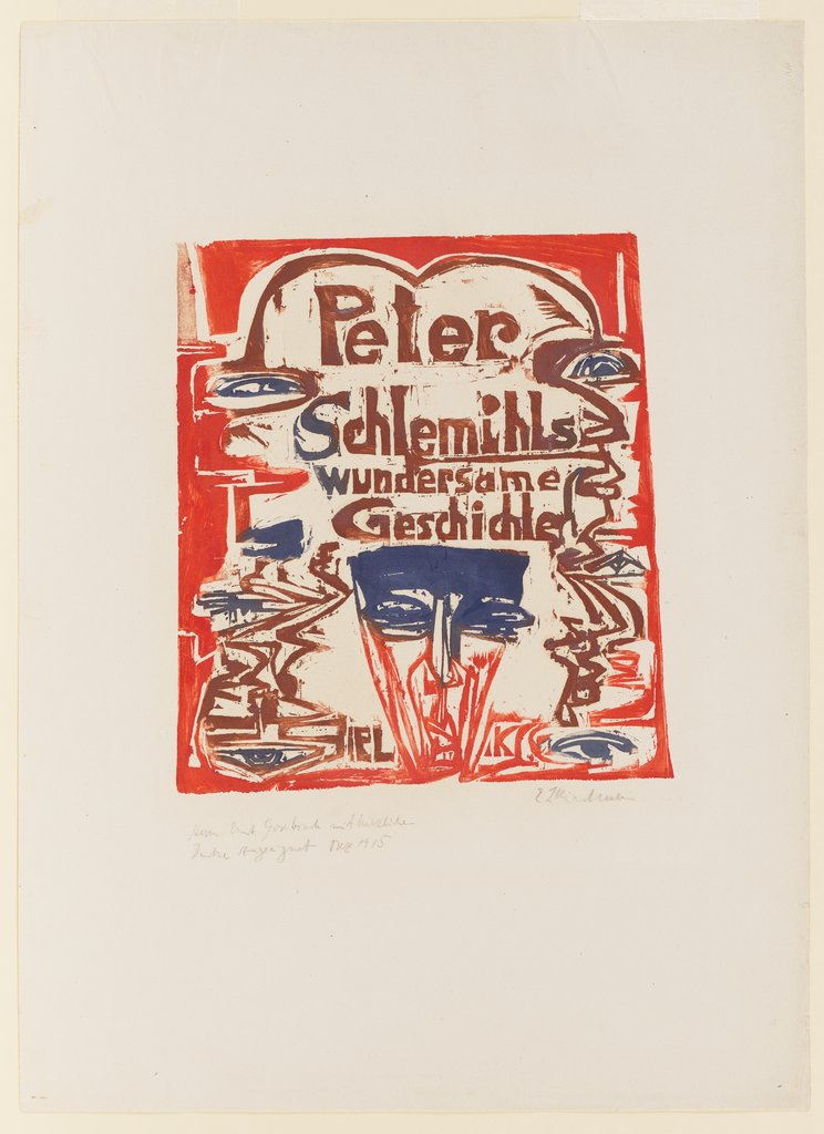 Title page of the woodcut series “Schlemihl”, Ernst Ludwig Kirchner