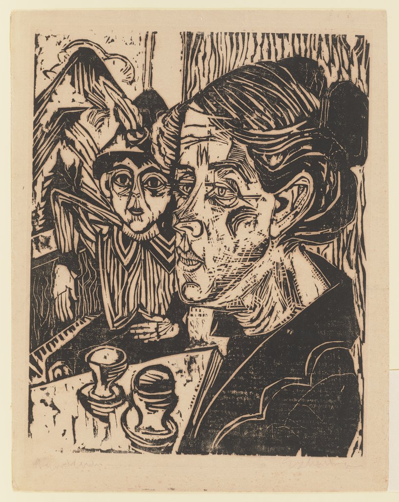 Bäuerin mit Knaben am Tisch (Frau Schmid mit Sohn Martin), Ernst Ludwig Kirchner