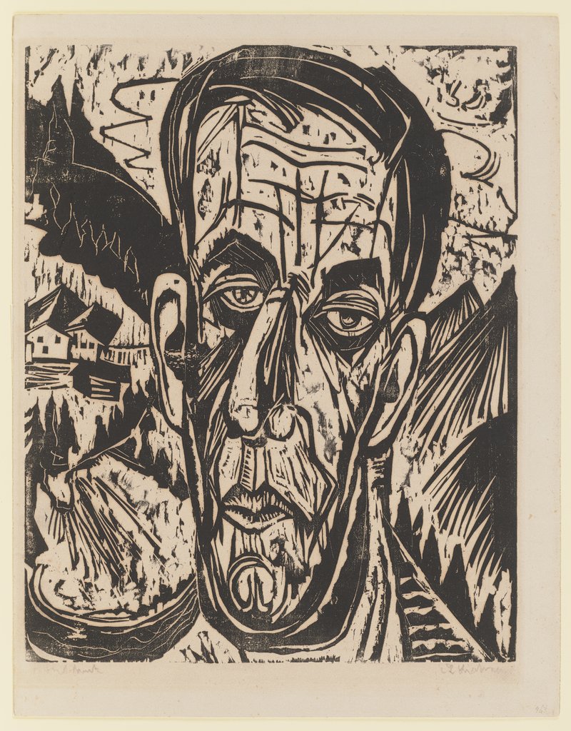 Kopf van de Velde, hell. – Van de Velde zwischen Bergen, Ernst Ludwig Kirchner