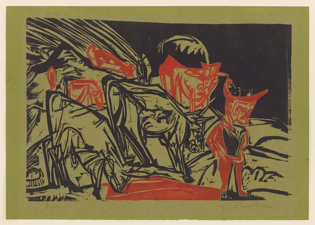 Kuhherde mit einem Hirten, Ernst Ludwig Kirchner