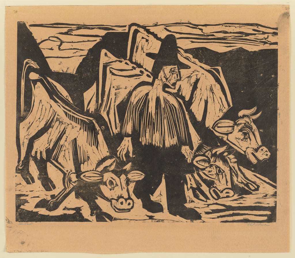 Bauer mit drei Kühen, Ernst Ludwig Kirchner