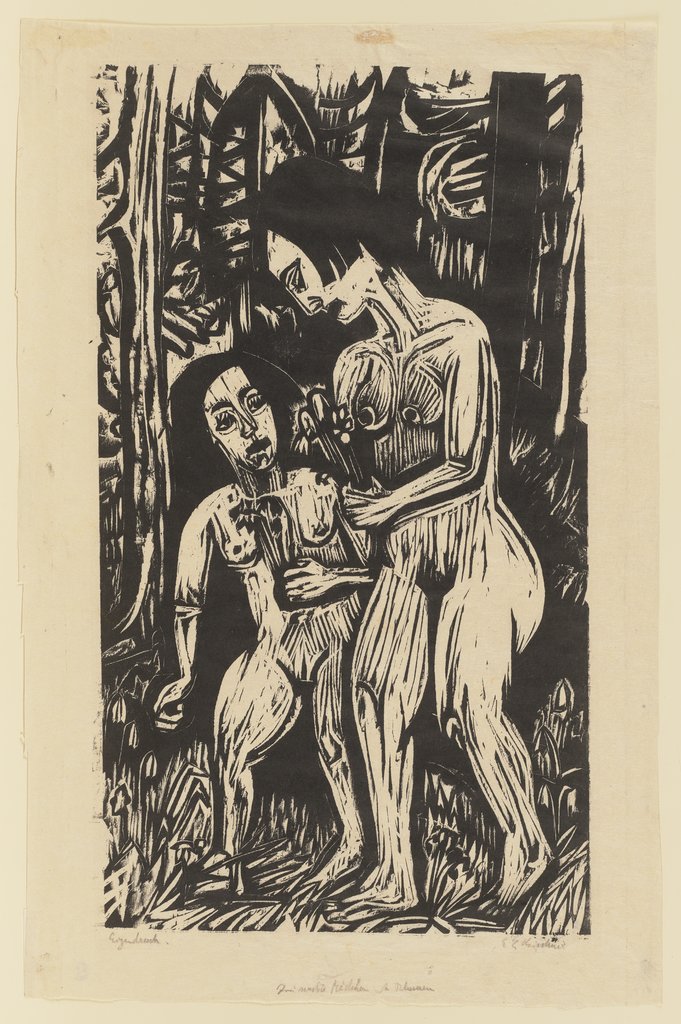 Zwei nackte Mädchen mit Blumen, Ernst Ludwig Kirchner
