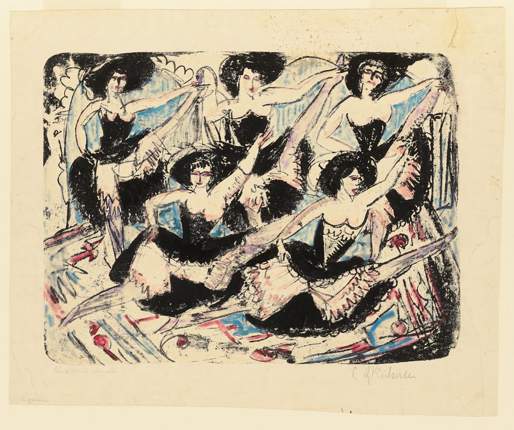 Fünf Tänzerinnen in Parade. – Fünf Spagattänzerinnen, Ernst Ludwig Kirchner