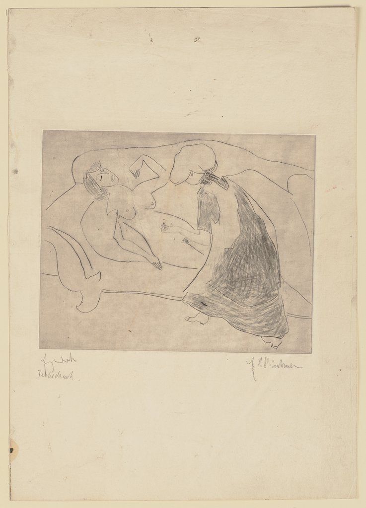 Mädchen, einer anderen den Bauch frottierend, Ernst Ludwig Kirchner