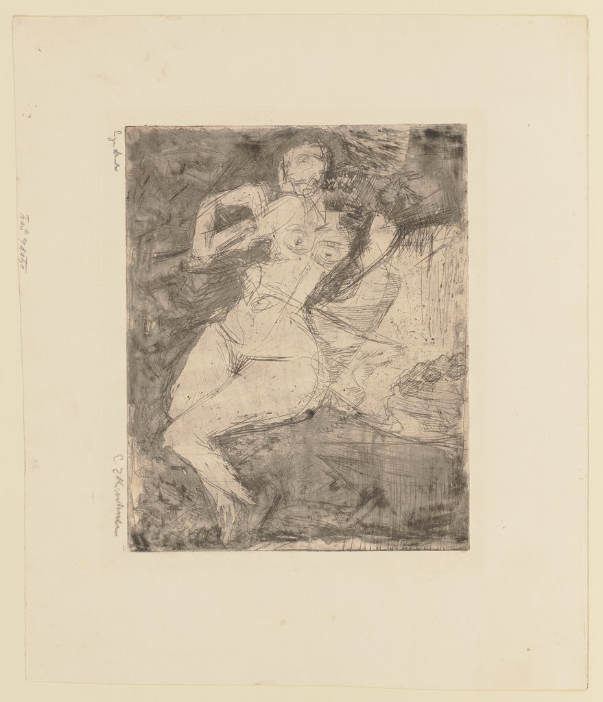 Nacktes Mädchen mit jungen Katzen, Ernst Ludwig Kirchner