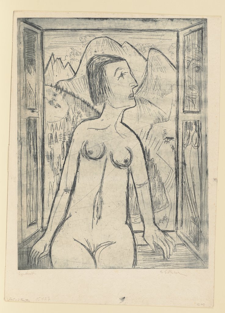 Nackte Frau am offenen Fenster, Ernst Ludwig Kirchner