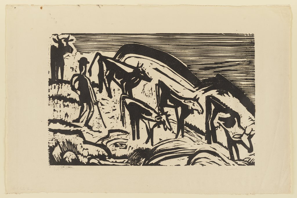 Hirt mit fünf absteigenden Kühen, Ernst Ludwig Kirchner