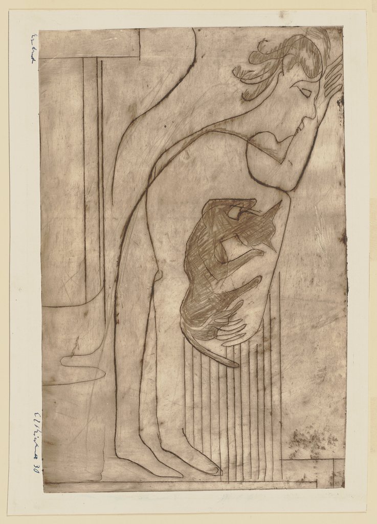Schlafender mit Katze II, Ernst Ludwig Kirchner