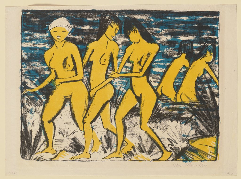 Fünf gelbe Akte am Wasser, Otto Mueller
