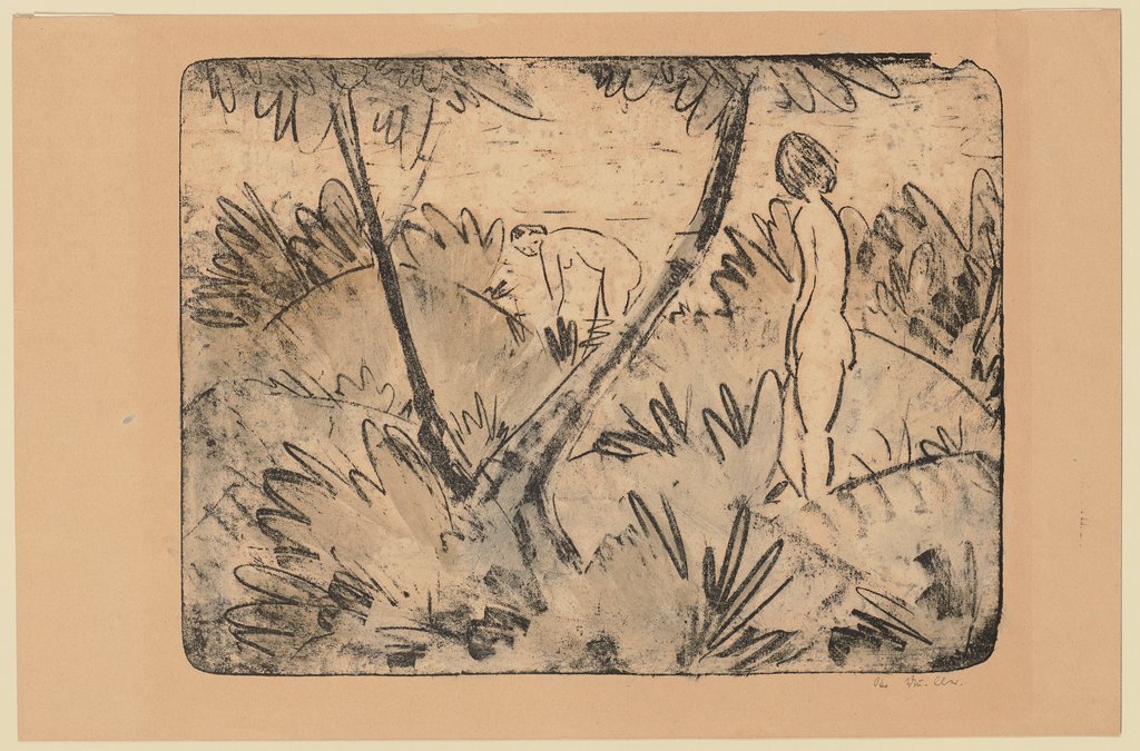 Zwei Mädchen mit gegabeltem Baum, Otto Mueller