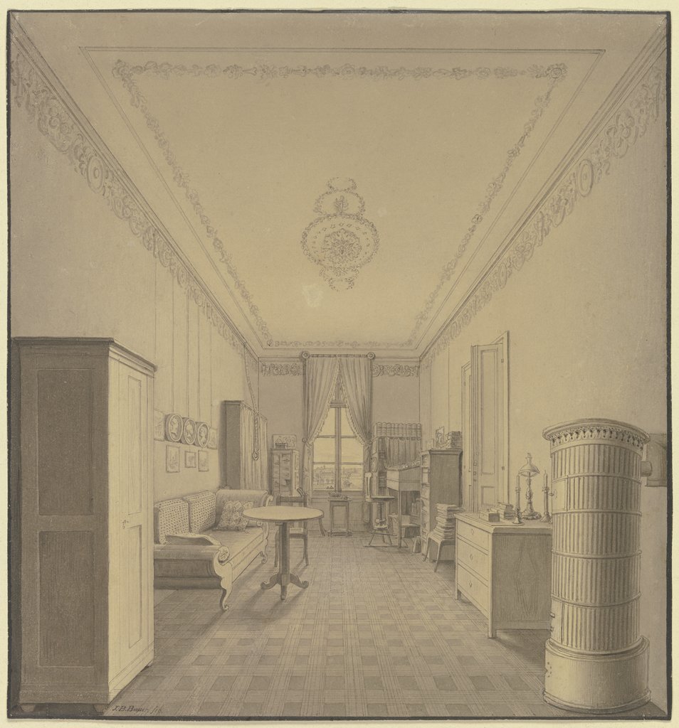 Biedermeier interior, Johann Balthasar Bauer