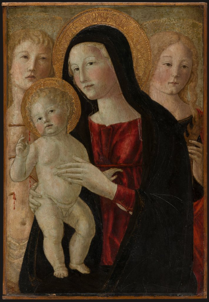 Madonna mit Kind und den Heiligen Sebastian und Katharina, Neroccio di Bartolomeo di Benedetto de' Landi;  Werkstatt