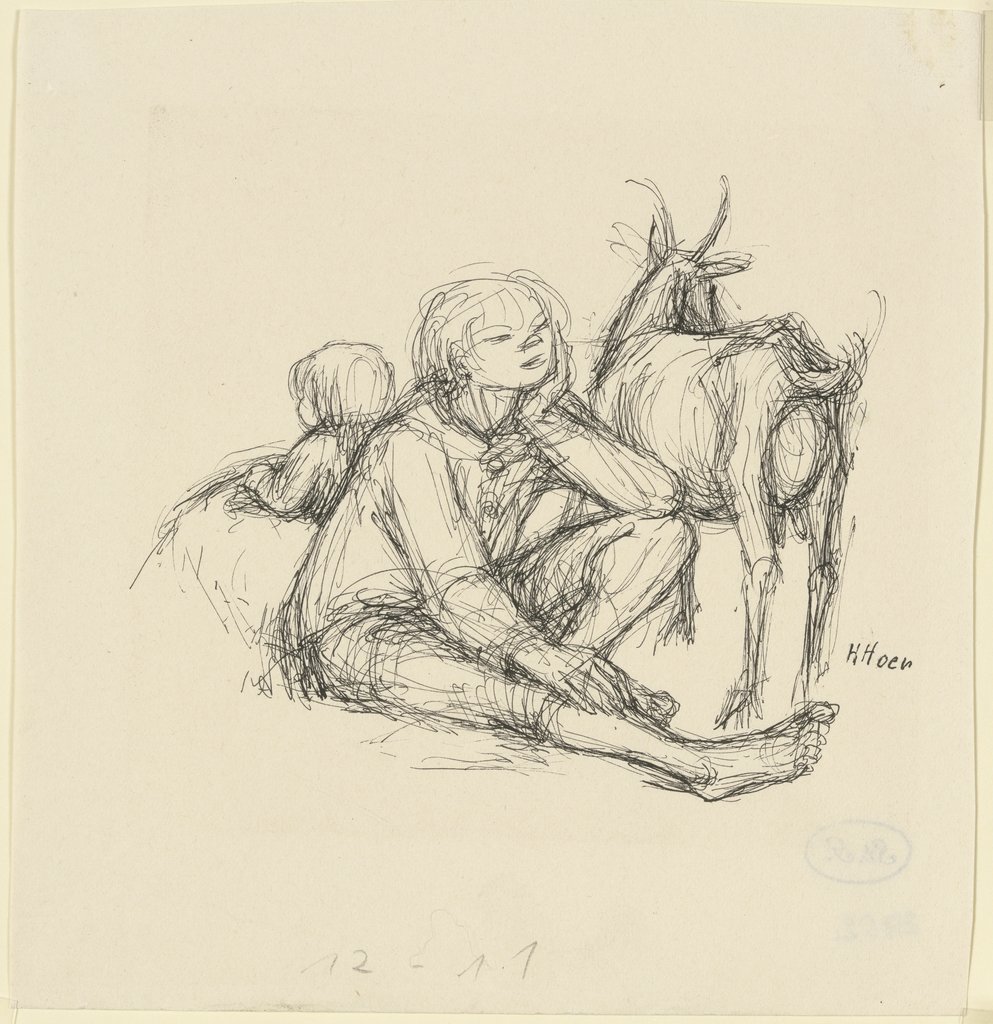 Two children and goat, Hannelore Hoen